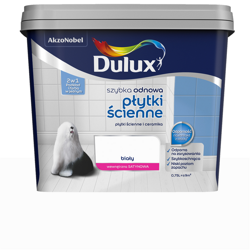Dulux farba do glazury płytek Szybka Odnowa Płytki Ścienne BIAŁY 0,75L